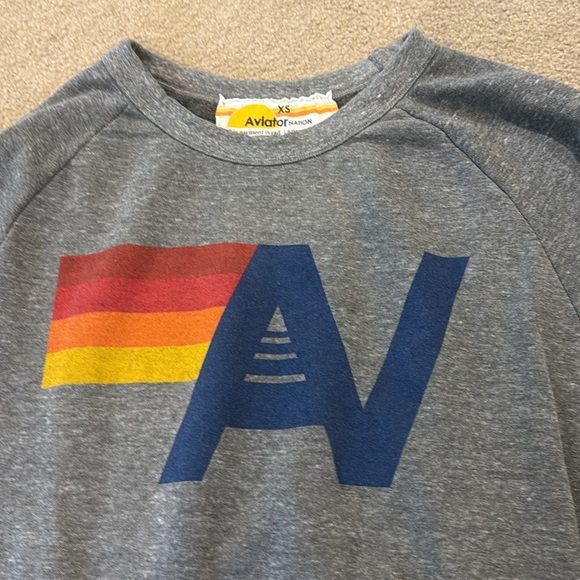 Aviator nation logo sweatshirt classic crewneck gray XS Unisex - Picture 3 of 3